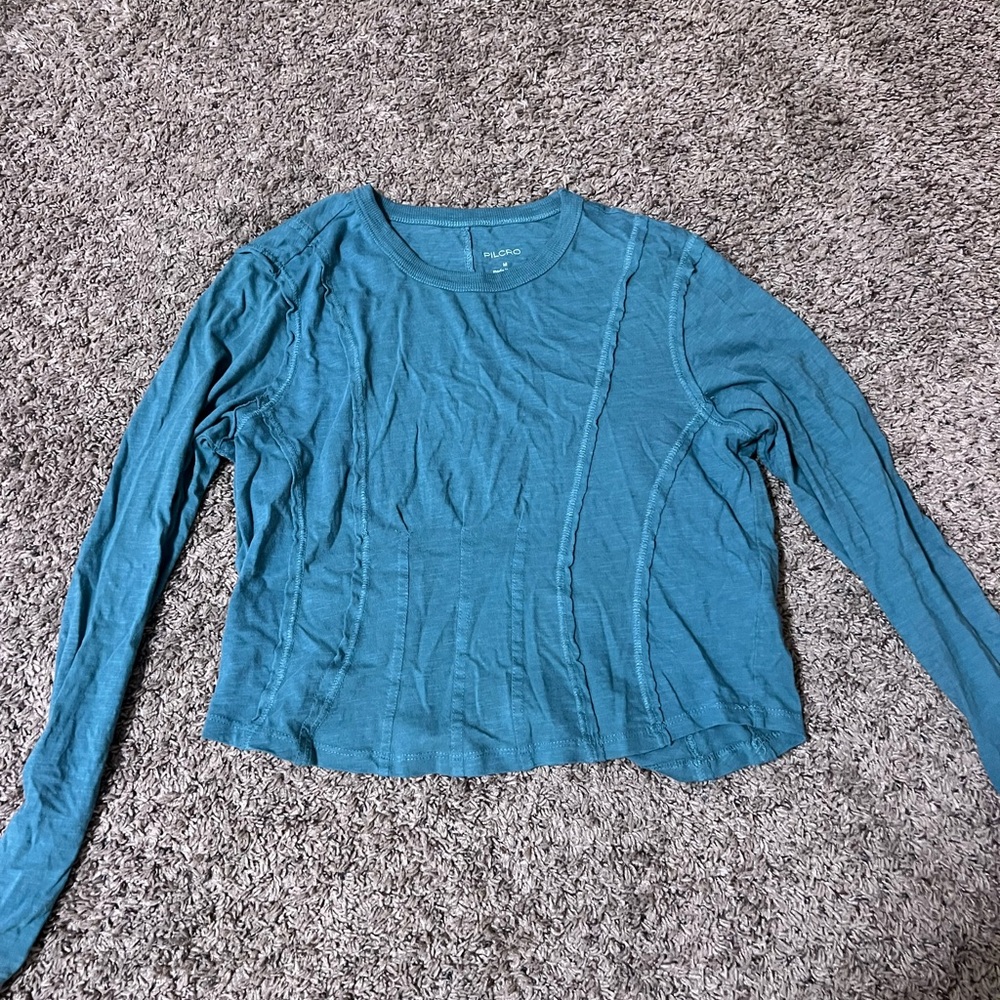 Free People Teal Long Sleeve Women's Top